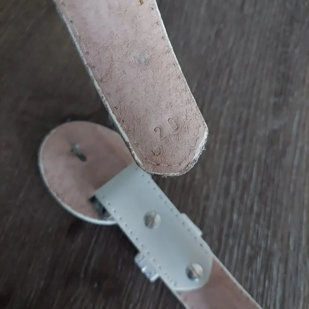 Authentic Mexican Piteado Leather Belt Handmade Horse Belt White Kids Size 20
